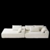 Modern Chenille Upholstered Sectional Sofa Couch Set, Modular L Shaped Sectional Living Room Sofa Set With 6 Pillows, Free Combination - Beige - Image 7