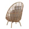 Ellis - Outdoor Wicker High Back Lounge Chair, Teak Finished Leg - Light Brown / Beige - Image 6