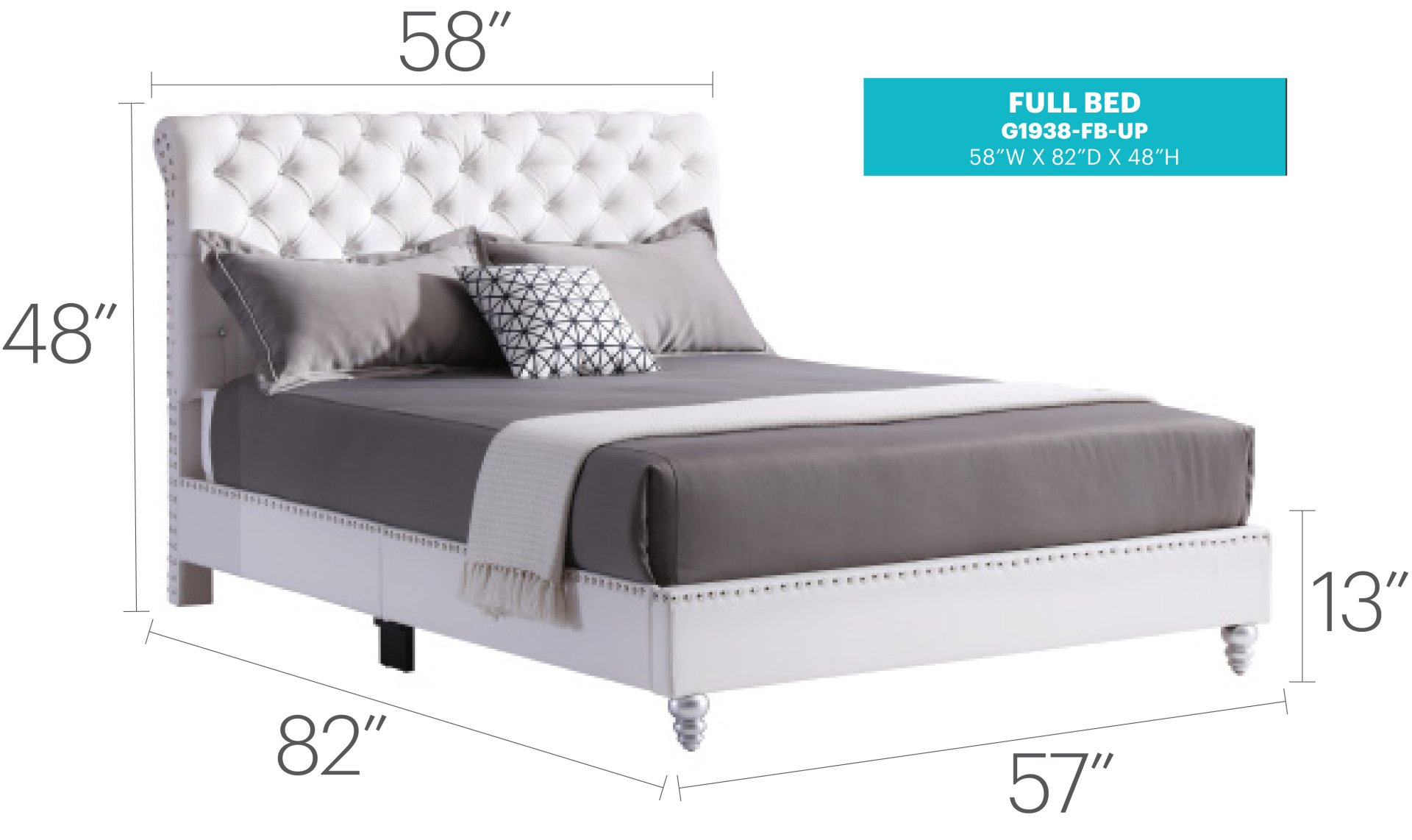 Tufted Transitional Upholstered Bed - White - Image 3