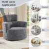 360 Degree Swivel Chair Upholstered Accent Barrel Chair With Adjustable Headrest, Berber Fleece - Gray - Image 7