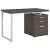 Reversible 3 Drawer Office Computer Desk With Metal Frame - Gray - Image 4