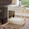 Accent Side Table, Storage Drawer, Marble Look, Contemporary & Modern - Beige - Image 7