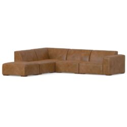 Rex - Left Sectional Sofa And Ottoman - Brown
