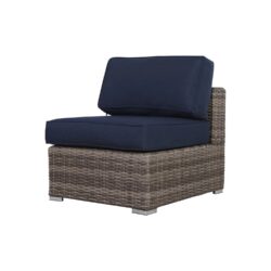 Outdoor Armless Patio Chairs With Cushions (Set of 2) - Gray