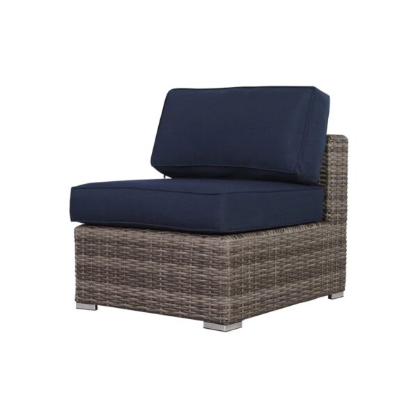 Outdoor Armless Patio Chairs With Cushions (Set of 2) - Gray