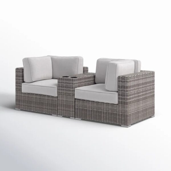 Handcrafted Outdoor Loveseat With Seating And Cushions - Gray Mix