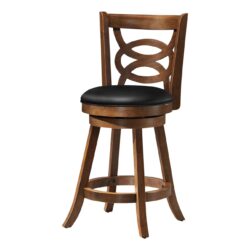 Swivel Bar Stool With Counter Height Leather Look (Set of 2) - Oak