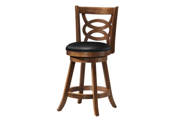 Swivel Bar Stool With Counter Height Leather Look (Set of 2) - Oak
