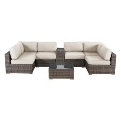 Outdoor 4 Person Seating Group With Cushions - Brown