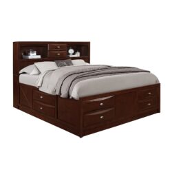 Lucille - 5 Piece Full Bedroom Set With Storage Drawers And Bookcase Headboard - Walnut