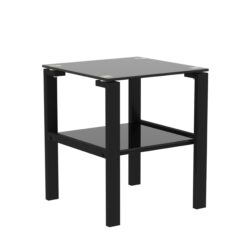 Glass Two Layer Tea Table, Small Round Table, Bedroom Corner Table (Set of 2), Living Room Side Table - Black