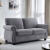 Soft Loveseat, Upholstered 2 Seater Couch, Loose Back Cushions And Turned Legs - Gray - Image 5