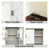 Farmhouse Kitchen Pantry Sideboard With Cabinet And Drawer, Multi Functional Kitchen Buffet With Hutch And Glass Holder, Microwave Stand With Charging Station - Brown / Antique White - Image 10