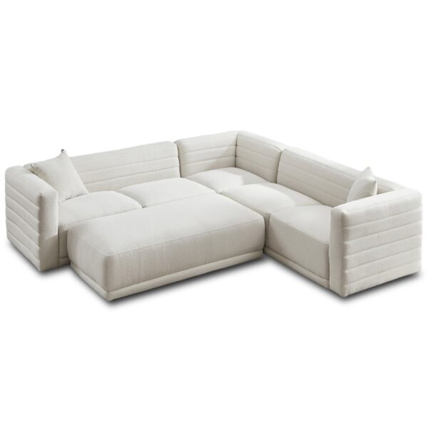 Solo - Corner Sectional Sofa With Ottoman - Cream