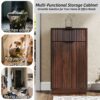 Tilt Out Trash Can Cabinet With Wave Textured Drawer & Pull Out Bin - Walnut - Image 9