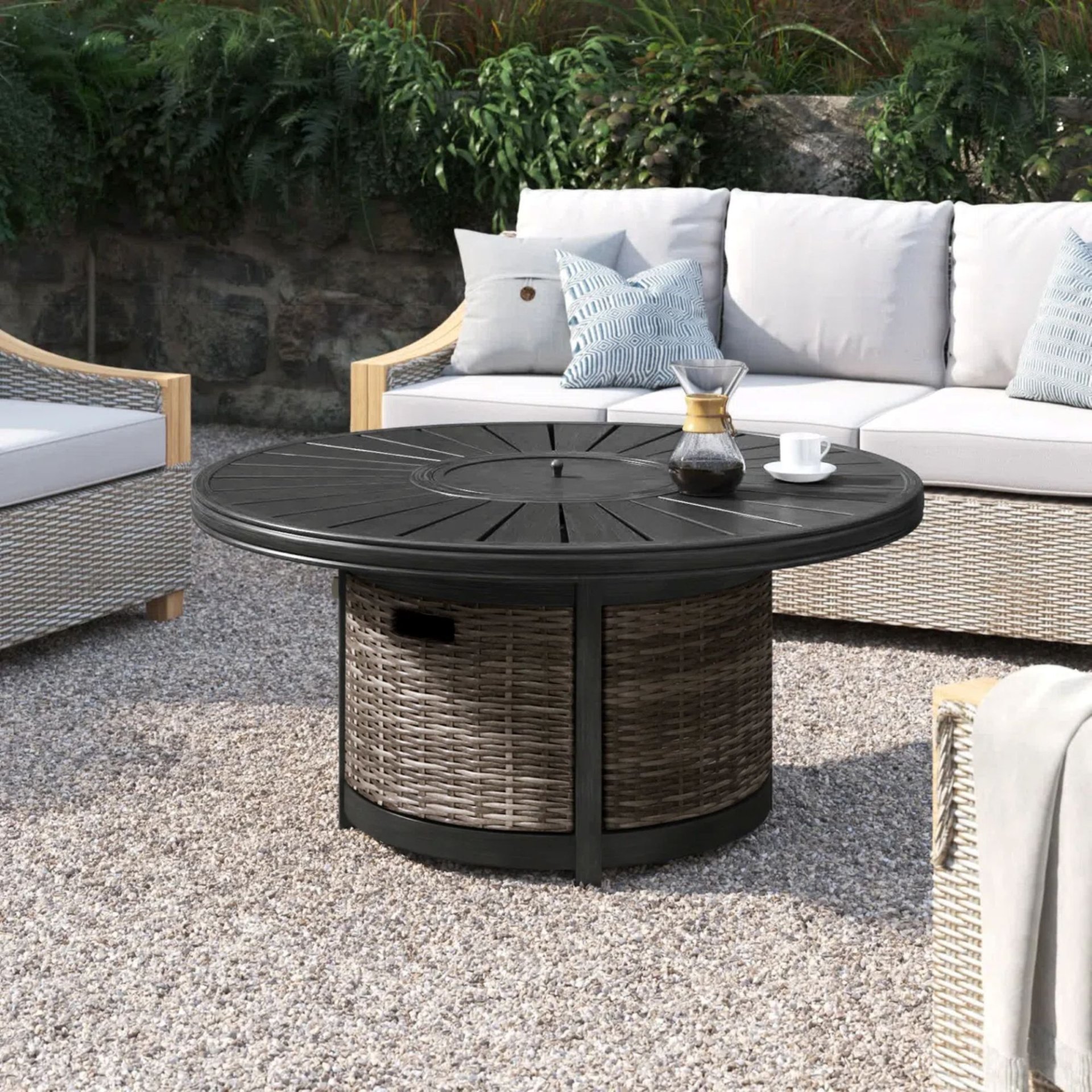 Propane Outdoor Fire Pit Table - Brown - Image 2