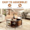 Lift Top Coffee Table With Storage, Adjustable Height Living Room - Black / Brown - Image 18