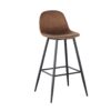 Bar Stools (Set of 2) Velvet Barstool Modern Counter Bar Height Chair With Back, Sturdy Metal Legs & Footrests, Island Stool For Kitchen Bar - Brown - Image 16