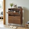Medieval - Independent Shoe Cabinet With 2 Flip Drawers - Walnut - Image 4