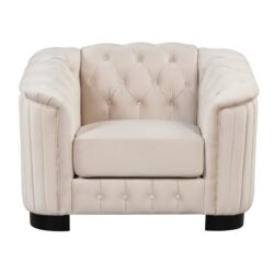 Upholstered Accent Sofa Chair With Thick Removable Seat Cushion - Beige