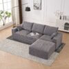 Modular Sectional Sofa With USB Charger And Petal Armrest - Gray - Image 8