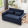 Pull Out Sofa Bed Convertible Couch Loveseat Sofa Modern Sleeper Sofa With Adjustable Backrest For Living Room - Blue - Image 13