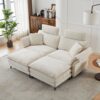 Modern Corduroy, Loveseat Sofa, Deep Seat Sectional Sofa With Ottomans Comfortable Cloud Sofa For Living Room, Apartment, Office, Couch - Beige - Image 2