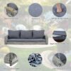 3 Person Porch Swing With Chains, Large Patio Swing Bench With Cushions For Backyard, Garden, And Poolside - Gray - Image 5