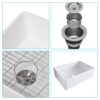 28" Farmhouse Sink Ceramic Single Bowl With Drain Assembly And Bottom Grid - White - Image 7