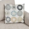 Upholstered 3 Seater Curved Sofa With Printed Pillows Chenille - Beige - Image 19