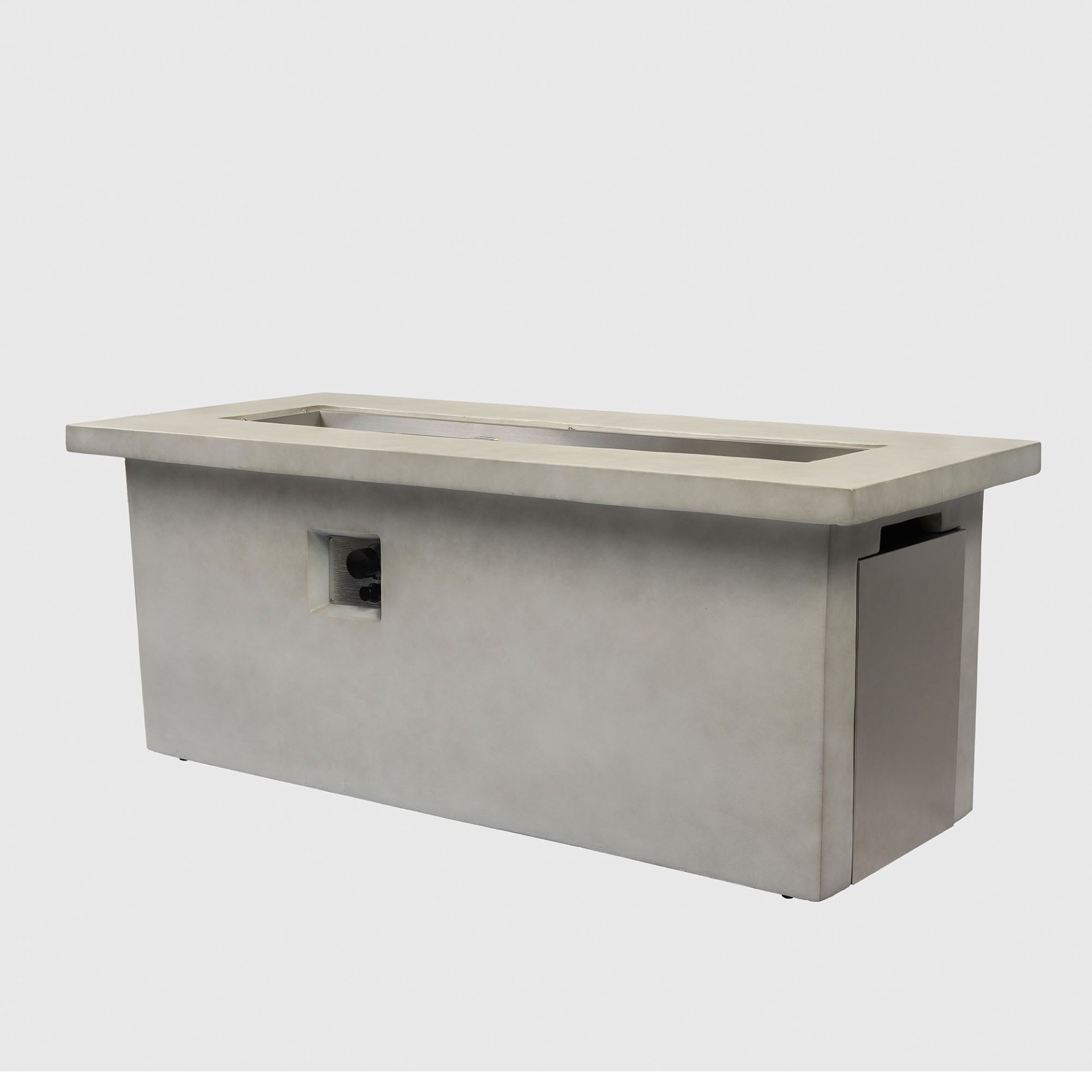 Concrete 60" Rectangular Propane Gas Fire Pit Table With 60000 Btu For Outdoor Spaces - Light Gray - Image 7