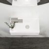 Rectangle Wall Mount Bathroom Sink, Single Faucet Hole - White - Image 4