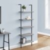 Bookshelf, Bookcase, Etagere, Ladder, 5 Tier, For Office, Contemporary & Modern - Gray - Image 9
