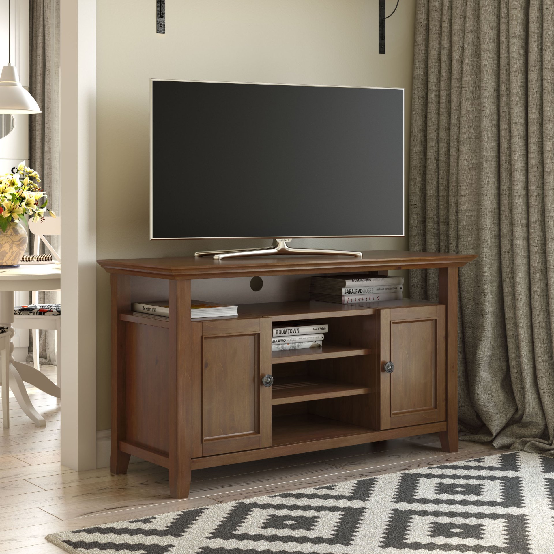 Amherst - TV Media Stand - Medium Saddle Brown - Image 7