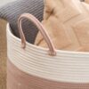 Francis - Cotton Round Laundry And Storage Basket - White / Brown - Image 6