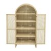 Tall Arched Kitchen Pantry, Arched Storage Display Cabinet With 2 Drawers & Adjustable Shelves, Rattan Door Versatile Storage Cabinet For Kitchen, Dining Room - Natural - Image 6