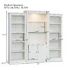 Retro Style 3 Piece Bookcase Display Cabinet With Adjustable LED Lighting, Tempered Glass Shelves - White - Image 3