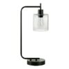 Lighting, Table Lamp, USB Port Included, Glass Shade, Modern - Black - Image 2