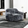 Living Room Bean Bag Sofa Chair With Memory Foam Fillings, Soft Upholstered Bean Bag Armchair - Black / Gray - Image 2