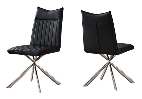 Dining Chair, Side, Upholstered For Dining Room, Contemporary Comfortable Seating (Set of 2) - Black