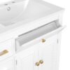 Modern Bathroom Vanity With Ceramic Sink, Freestanding, One Tip - Out Drawer, 3 Side Drawers, Adjustable Shelf - White - Image 15