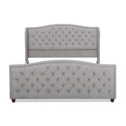 Marcella - King Upholstered Shelter Headboard Bed Set - Silver Gray