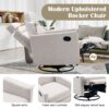 Modern Upholstered Rocker Nursery Chair Plush Seating Glider Swivel Recliner Chair - Tan - Image 5