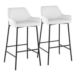 Daniella - Industrial, Fixed Height Bar Stool (Set of 2) - Black / White