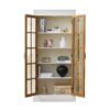 Rustic Style Display Cabinet With Glass Doors For Collectibles & - Brown / Cream White - Image 12