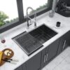 32" Undermount Kitchen Sink 16 Gauge 10" Deep Single Bowl - Gunmetal Black - Image 2