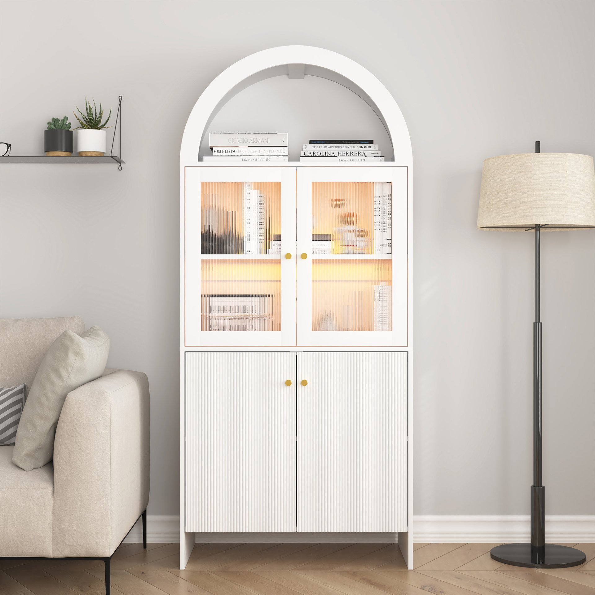 Modern Tech Inspired Dome Cabinet With LED Lighting Smart Snack Storage Solution - White - Image 10