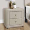 Nightstand, Storage Drawer, Upholstered, Transitional - Beige - Image 11