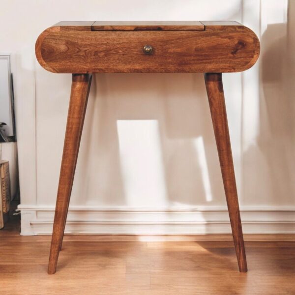 Mini Dressing Table With Foldable Mirror - Caramel