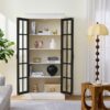 Rustic Style Display Cabinet With Glass Doors For Collectibles - Black / Cream White - Image 7